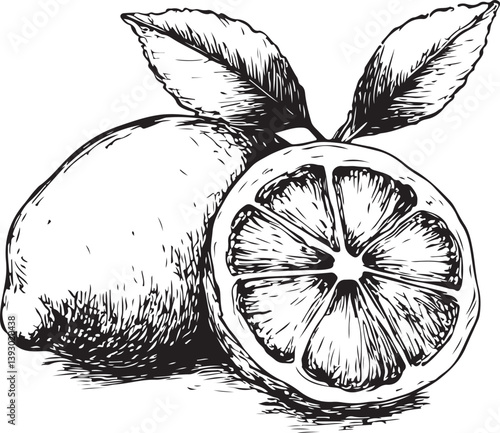 Lemon fruit hand drawn sketch style vector