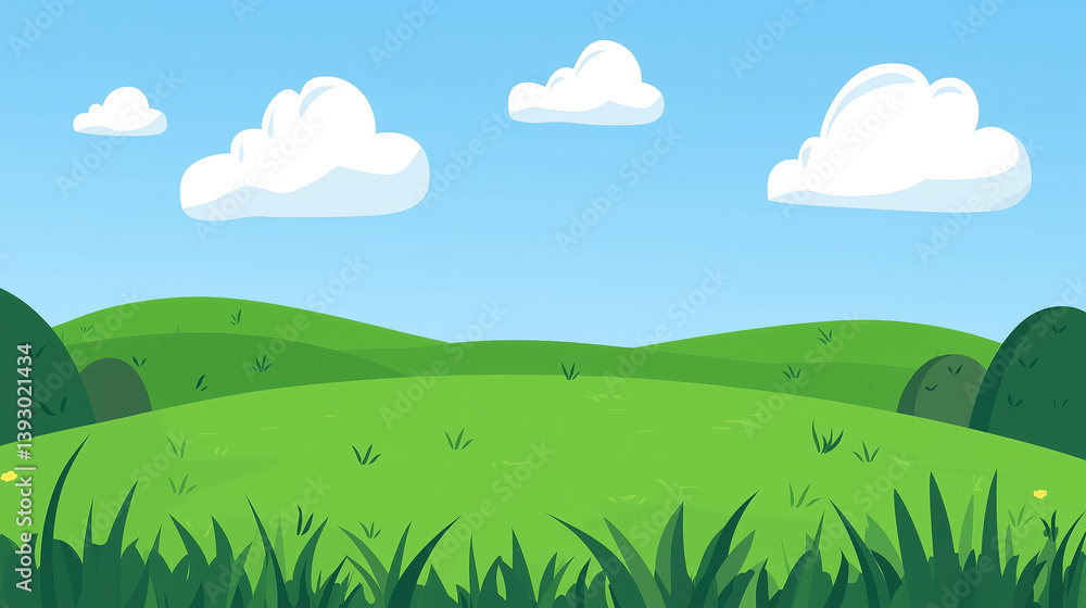 Fototapeta premium landscape with green grass and blue sky