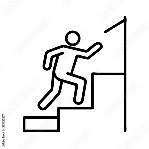 Person climbing stairs, striving for success, minimalistic design  