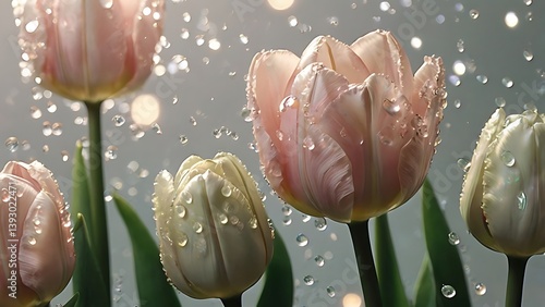 tulip and water drops