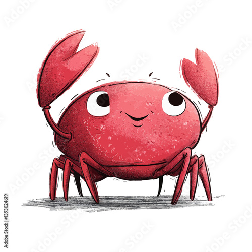 Cheerful Cartoon Crab: A charming cartoon crab with endearing smile and raised claws, radiating a playful and friendly vibe.