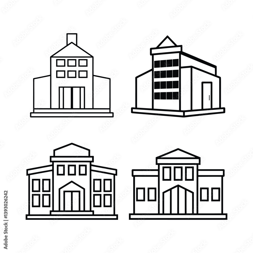 A set of office building line art vector illustration A set of office building line art vector illustration