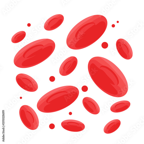 Red Blood Cell Cluster: An artistic depiction showcases a detailed, semi-realistic illustration of multiple red blood cells in a concentrated arrangement.