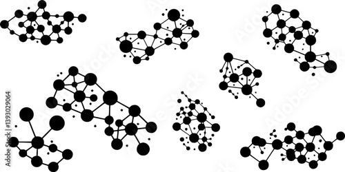 Metaball Connect Dot Set. Vector Meta Ball Circle Shapes. Abstract Geometric Dots. Morphing Blob Elements
