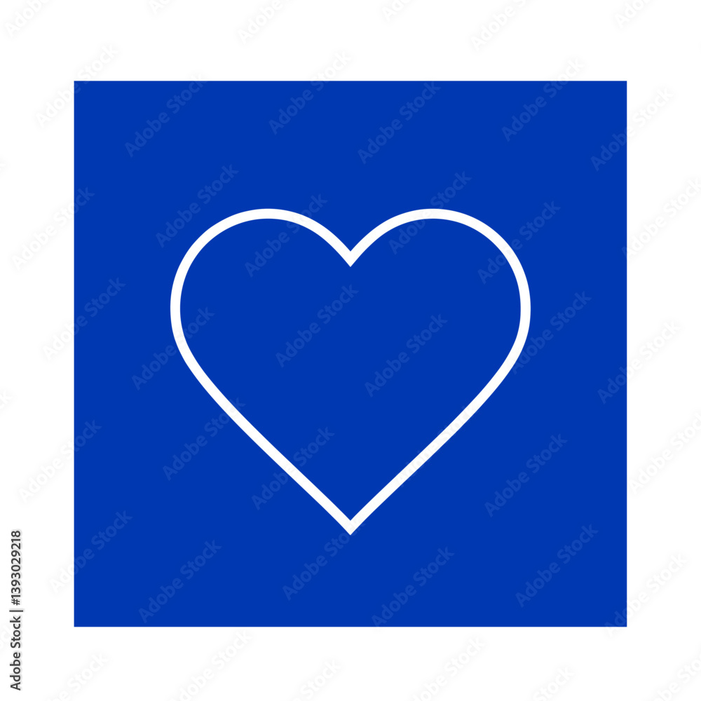 Simple Heart Icon: A minimalistic, elegantly outlined heart, set against a vibrant blue backdrop, perfect for conveying love, care, and affection. Simple Heart Icon: A minimalistic, elegantly outlined heart, set against a vibrant blue backdrop, perfect for conveying love, care, and affection.