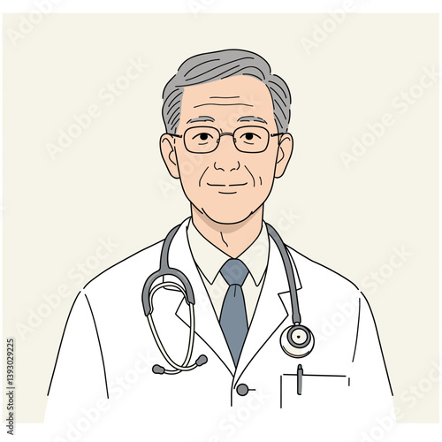 Professional Doctor Portrait: A friendly doctor, exuding expertise and care, is presented in a formal headshot with glasses and stethoscope, ready to reassure.