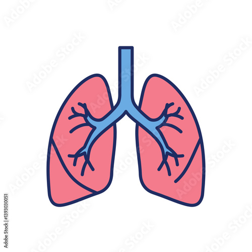 Lungs: A detailed illustration of the lungs, rendered in a clean and modern style, highlighting their intricate network of airways.