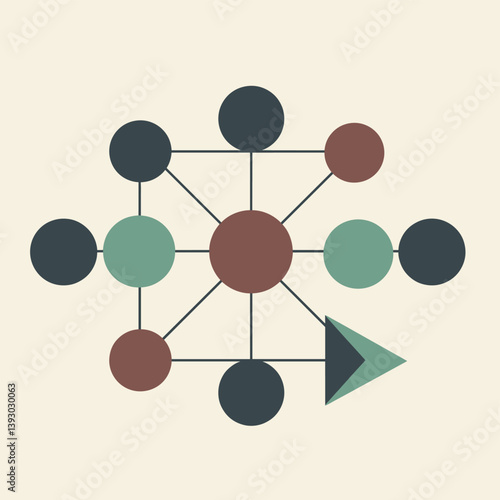 Geometric Abstract: This image presents a clean, geometric abstract, with interconnected circles and a triangular element, symbolizing connection, network, or data flow.