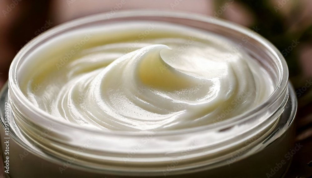 Macro View of Soft White Skincare Balm with Elegant Texture Macro View of Soft White Skincare Balm with Elegant Texture