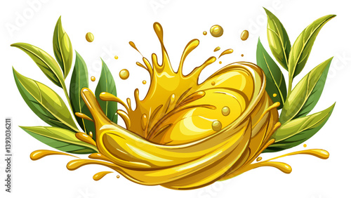 Fresh olive oil dynamic splash isolated on white background