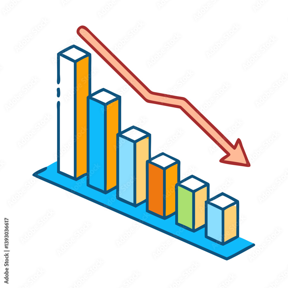 decreased bar chart colored icon on transparent background
decreased bar chart colored icon on transparent background