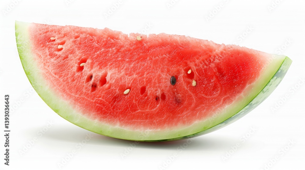 A slice of Watermelon, Citrullus fruit on a white background A slice of Watermelon, Citrullus fruit on a white background