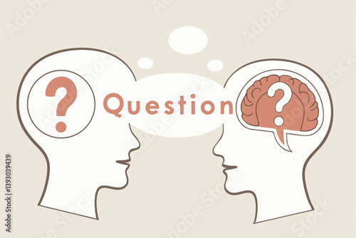 Perception process to interpret information, thought or opinion depend on personality or perspective, difference bias or illusion concept, human head looking at object with difference perception.