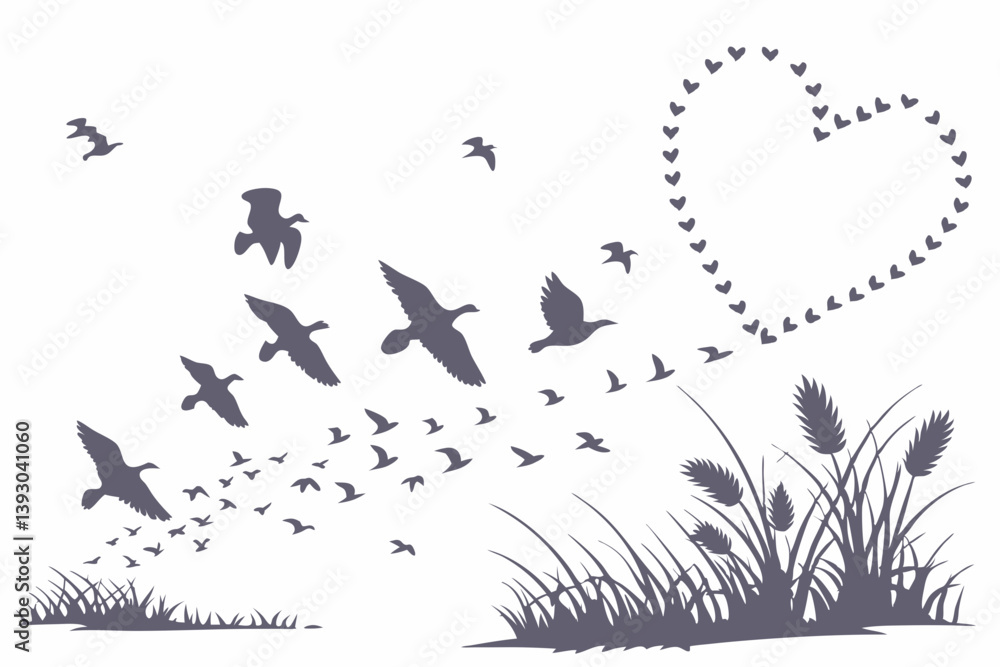 Naklejka premium birds on the grass