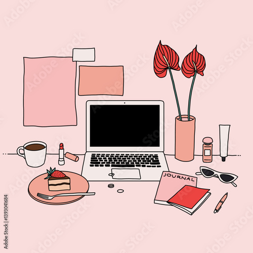 Minimalist Pastel Home Office Desk