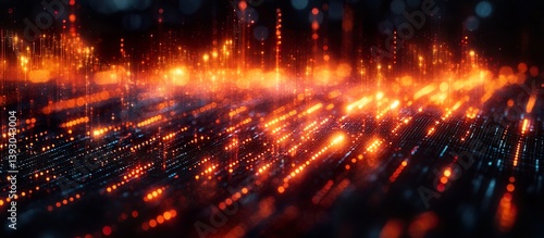 Cybernetic AI algorithm processing options trade signals, glowing matrix-style data streams, stock price probability distribution overlaying a digital grid