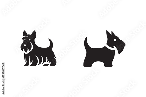 simple scottish terrier dog silhouette icon vector isolated in white background