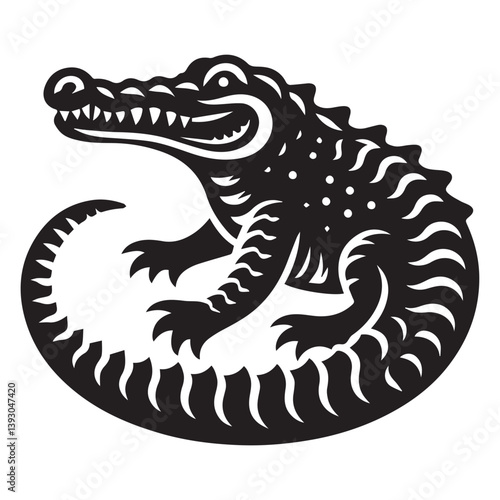 Wallpaper Mural Crocodile silhouette black and white vector icon Torontodigital.ca