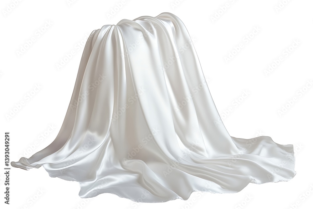 White silk cloth, isolated on a white background White silk cloth, isolated on a white background