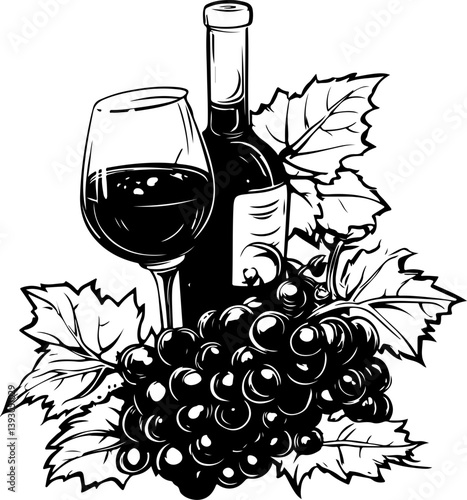 wine and cheese, vector, wine, bottle, illustration, design, vintage, art, drink, icon, symbol, alcohol, cartoon, glass, vine, label, food, nature, drawing, decoration