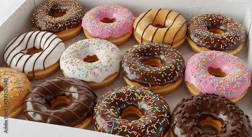 Colorful glazed donut box