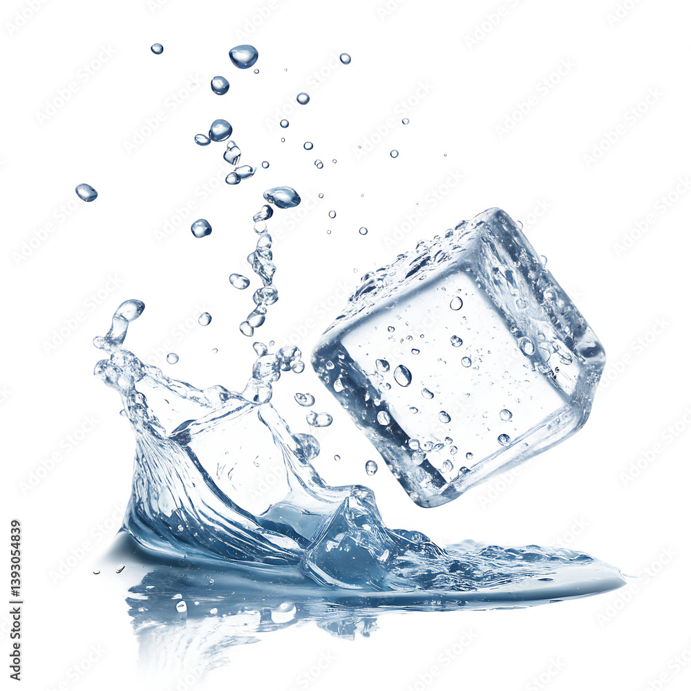 ice and water splash isolated on white ice and water splash isolated on white