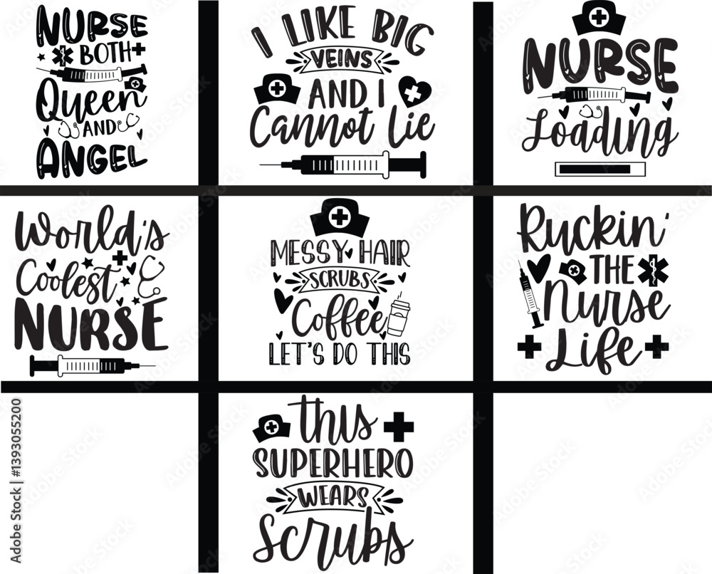 Fototapeta premium Nursing Quotes Mega Pack Cute, Sassy & Proud Nurse Files