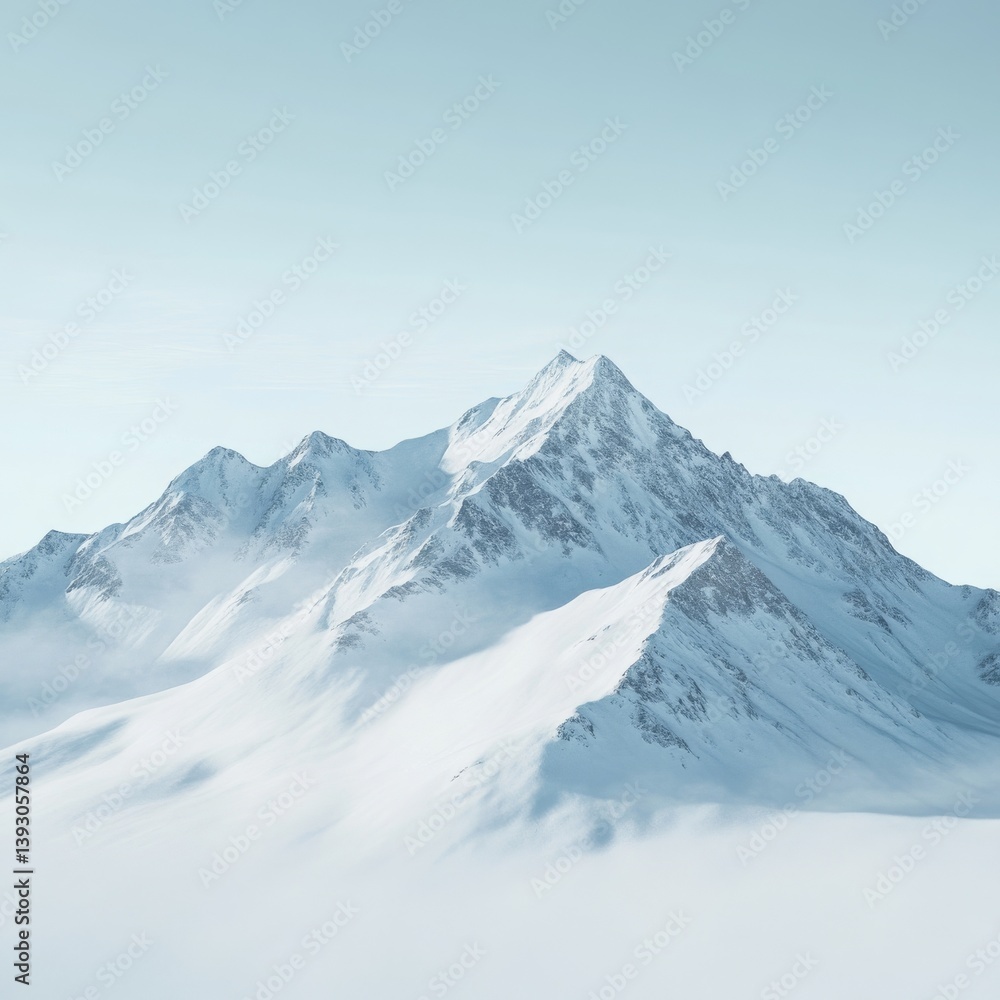 Obraz premium image of a rugged mountain ridge dusted with snow under a crisp winter sky isolated on a plain background
