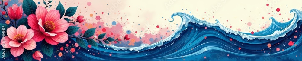 custom made wallpaper toronto digitalAbstract grunge paint floral design with water waves and swirls, Abstract, Grunge