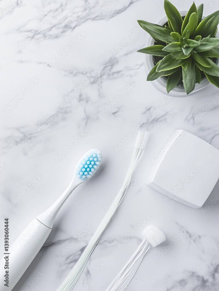 Marble Surface with Toothbrush and Soap