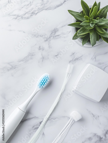Obraz na płótnie Marble Surface with Toothbrush and Soap w salonie