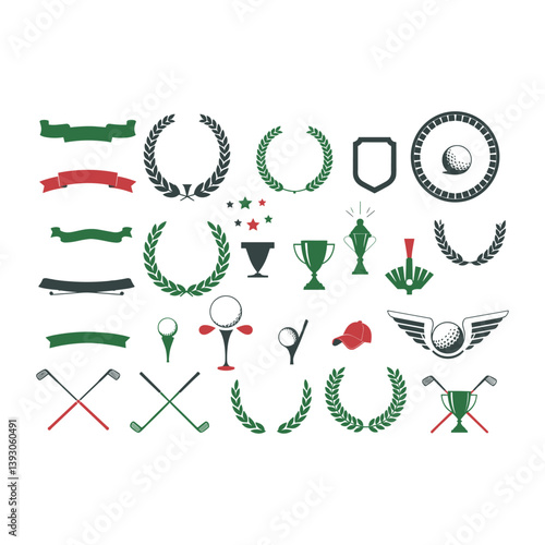 Golf and golfing sport elements or items vector