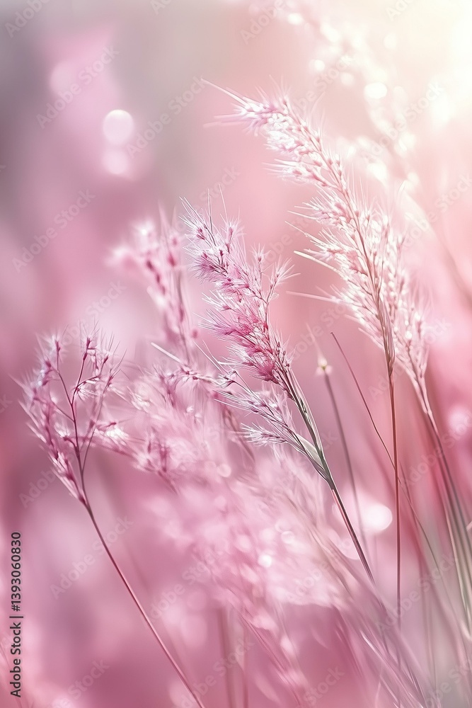 Beautiful pink grass seed heads in the afternoon light