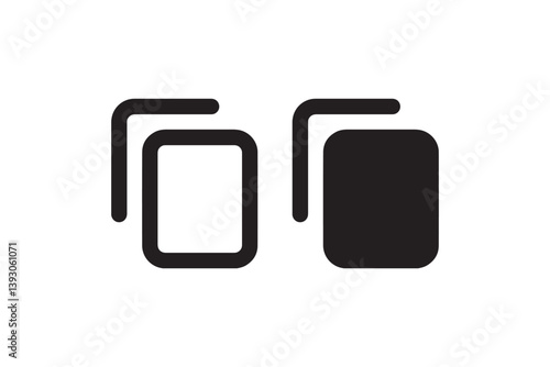 Overlapping square icon in outline and solid style vector