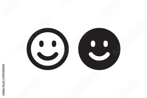 Smiley face icon in outline and solid style vector