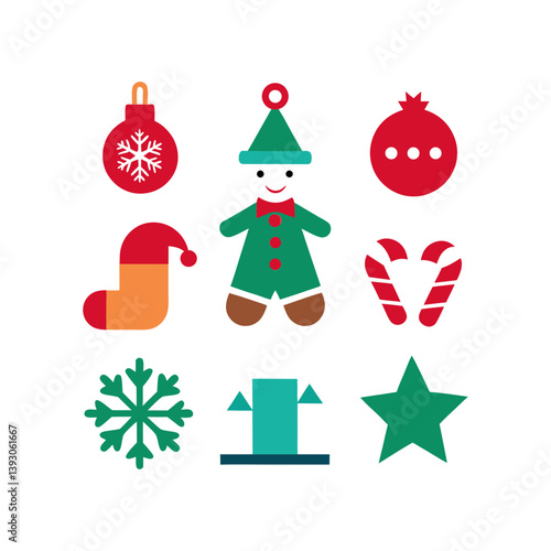 9 Set Christmas icon vector illustration