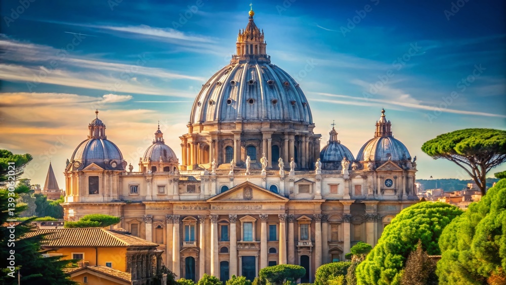Vatican City A Stunning Panoramic View of St Peters Basilica Unveiling Architectural Grandeur