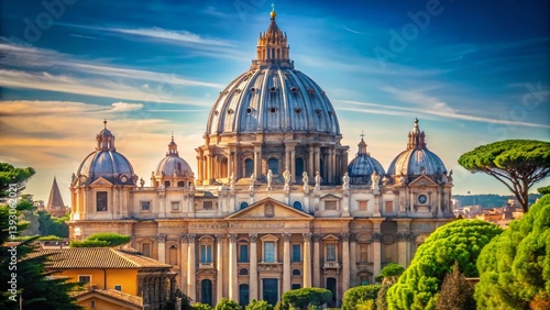 Obraz na płótnie Vatican City A Stunning Panoramic View of St Peters Basilica Unveiling Architectural Grandeur w salonie