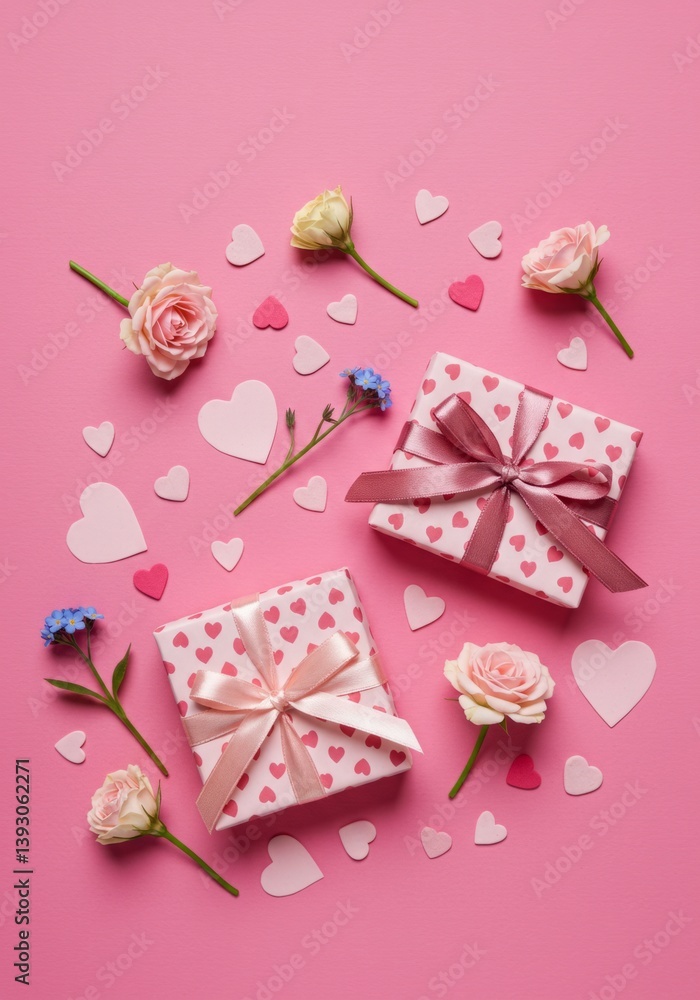 Gifts and Flowers Flat Lay Gifts and Flowers Flat Lay