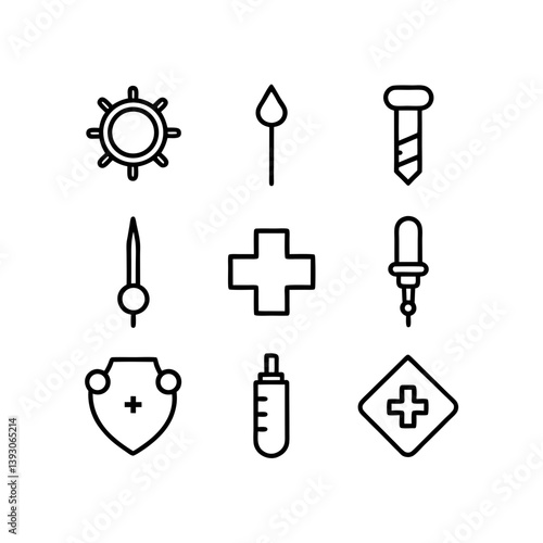 A set of medical tools line art illustration