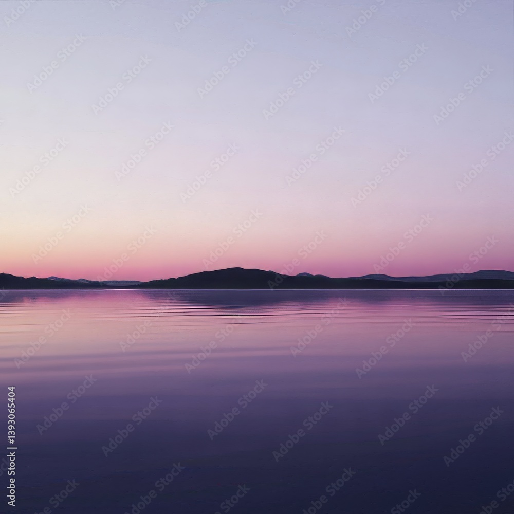 Fototapeta premium image of a peaceful coastal bay at twilight with soft reflections on calm water isolated on a plain background