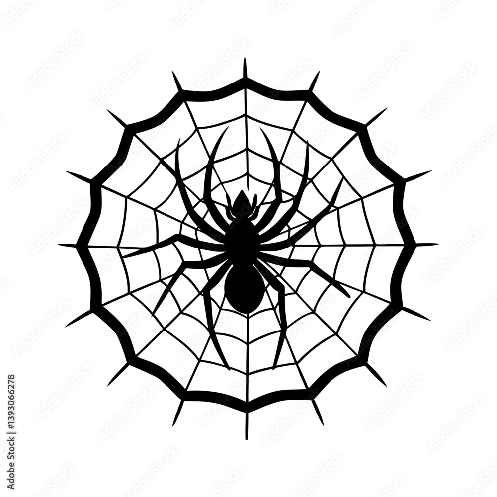 Fototapeta premium A Spider is making a web silhouette illustration