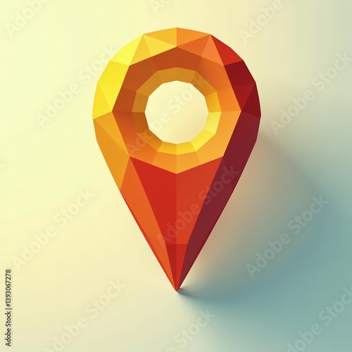 Free Download Geometric map pin illustration in burnt orange and yellow hues, destination marker, direction - GFXLoad