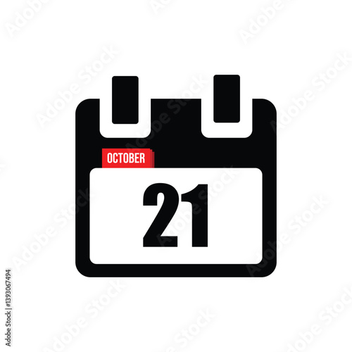 calender icon, 21 october icon with white background