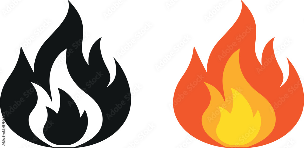 Naklejka premium Fire flame Vector Art, Icons, and Graphics