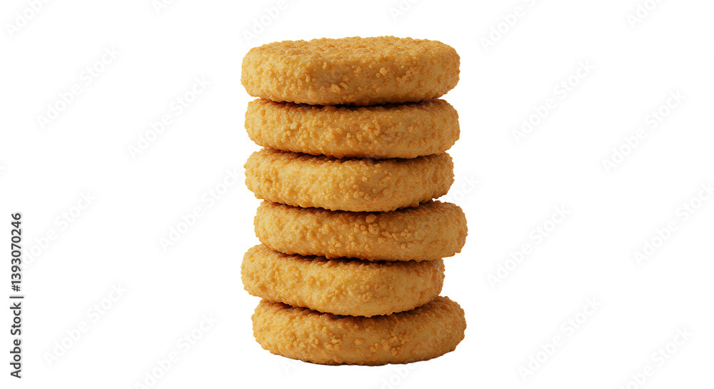 Stacked golden cookies with a smooth texture and inviting appearance ideal for dessert and snack concepts Stacked golden cookies with a smooth texture and inviting appearance ideal for dessert and snack concepts