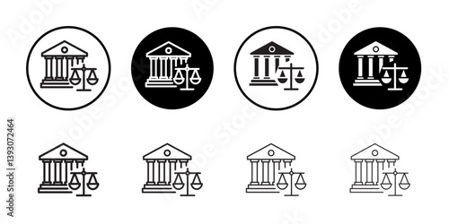 Court judgement icon outline collection or set in black and white