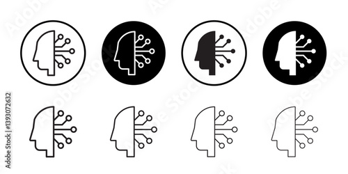 Cyborg icon outline collection or set in black and white