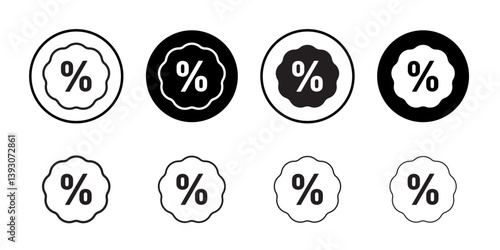 Discount icon outline collection or set in black and white