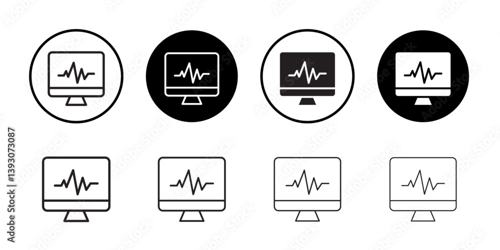 ECG monitor icon outline collection or set in black and white ECG monitor icon outline collection or set in black and white